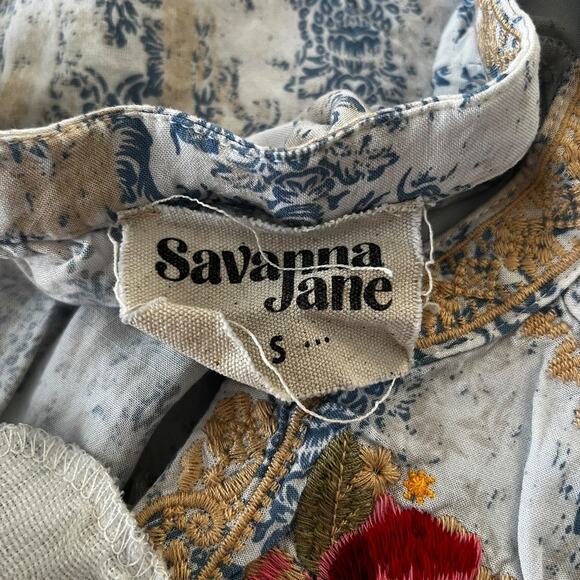 Savanna Jane Womens Floral Embroidered Tunic Top 3/4 Sleeve S Small - Picture 6 of 7